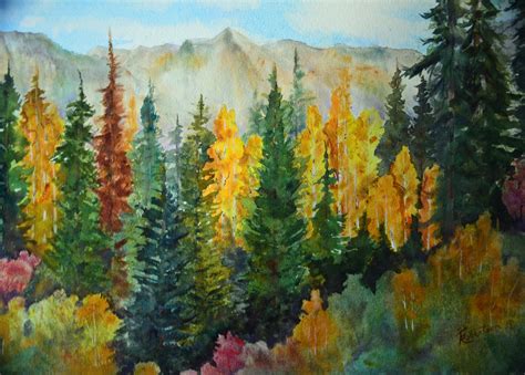 Original Watercolor And Pastel Fall Landscape Paintings Etsy Fall