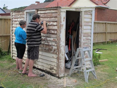 Sweet idea for the back of a garden. Scrap metal for garden ornaments: Garden Shed Makeover