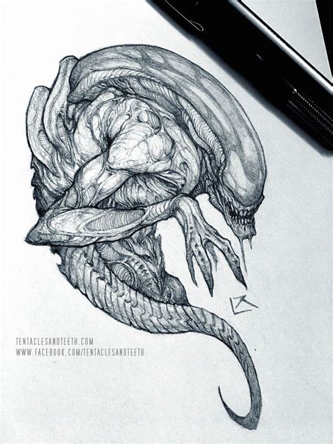 Alien Inspired Drawing By Richard Luongcommissioned Drawing Of My Take
