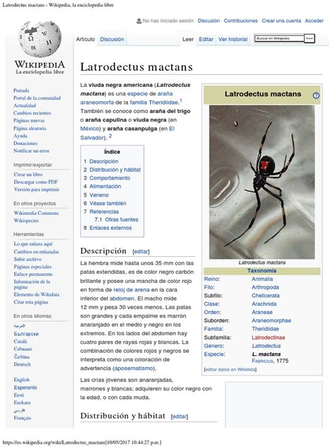 Latrodectus Mactans Wikipedia La Enciclopedia Libre Pdf