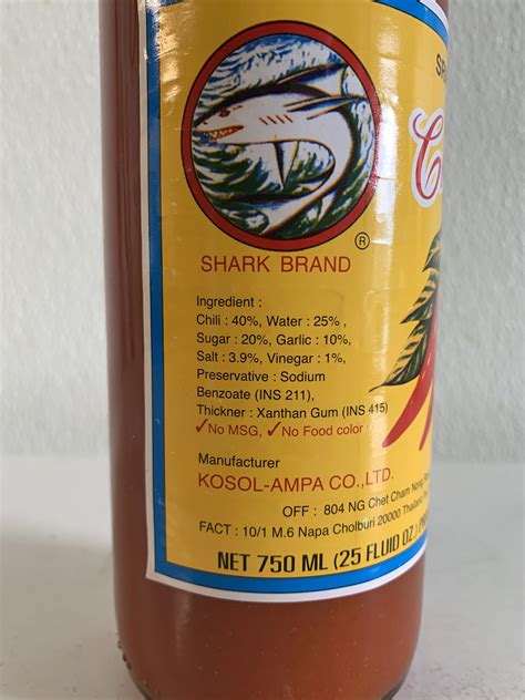 Shark Brand Sriracha Chili Sauce Medium Chai Yo Asian Market