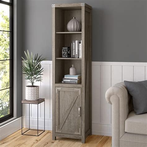 Cottage Grove Tall Narrow 5 Shelf Bookcase In Restored Gray