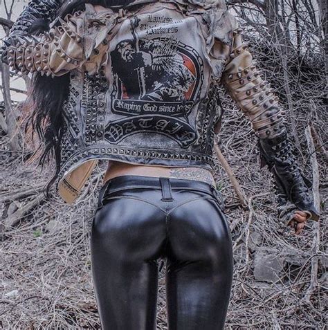 sharon ehman leather and lace leather pants heavy metal girl stunt bike latex babe toxic