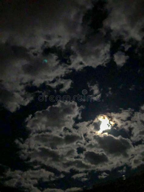 Portrait Of Dark Cloudy Sky And Moon Stock Photo Image Of Night Moon