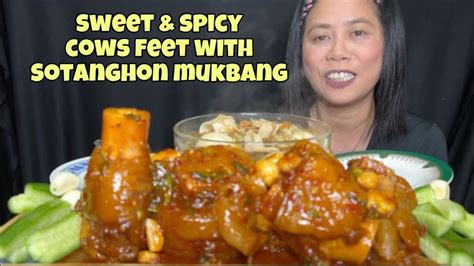SWEET & SPICY Cow's Feet w/ SOTANGHON Mukbang💛 | Pinoy Foods Mukbang