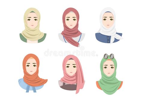 Arab Hijab Muslim Women Character Stock Vector Illustration Of