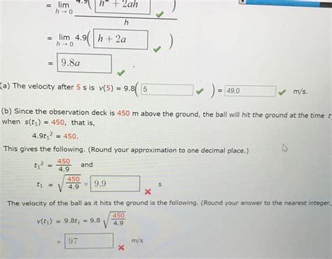 Solved EXAMPLE 3 Suppose That A Ball Is Dropped From The Chegg