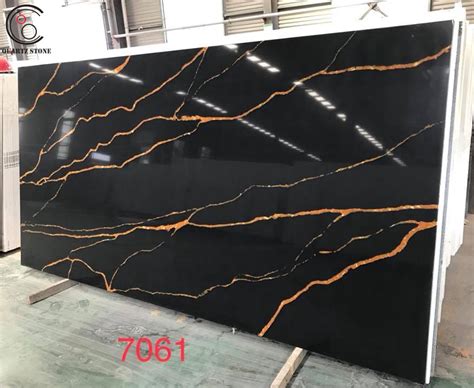 Wonderful Black Calacatta Marble Quartz Stone With Gold Veins For