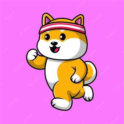 Premium Vector Cute Shiba Inu Dog Running Cartoon Vector Icon