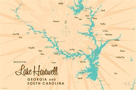 Take a walk on a paved (handicap accessible) walking trail that goes along the edge of hartwell lake and leads to the top of hartwell dam. Lake Hartwell Lake Map Wall Mural | Murals Your Way