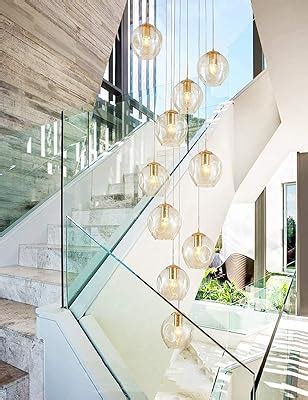 Glass Balls Staircase Chandelier Long Pendant Light Duplex Building Large Chandelier Living