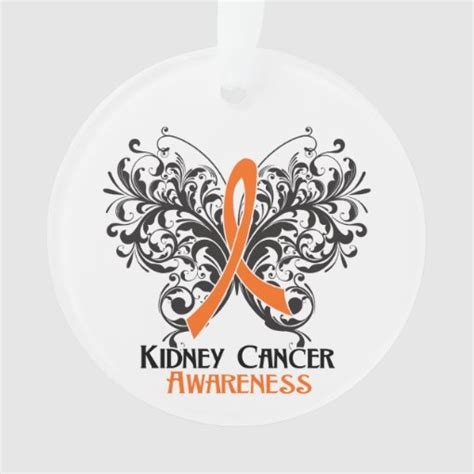Kidney Cancer Awareness Orange Ribbon Butterfly Ornament Zazzle