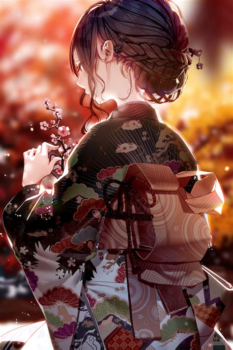 640x960 Kimono Dress Anime Girl 4k Iphone 4 Iphone 4s Hd 4k
