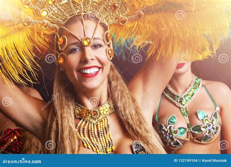 Brazilian Women Dancing Samba At Carnival Stock Photo Image Of Costume Carnival