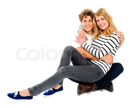 girlfriend sitting on her partners lap stock image colourbox