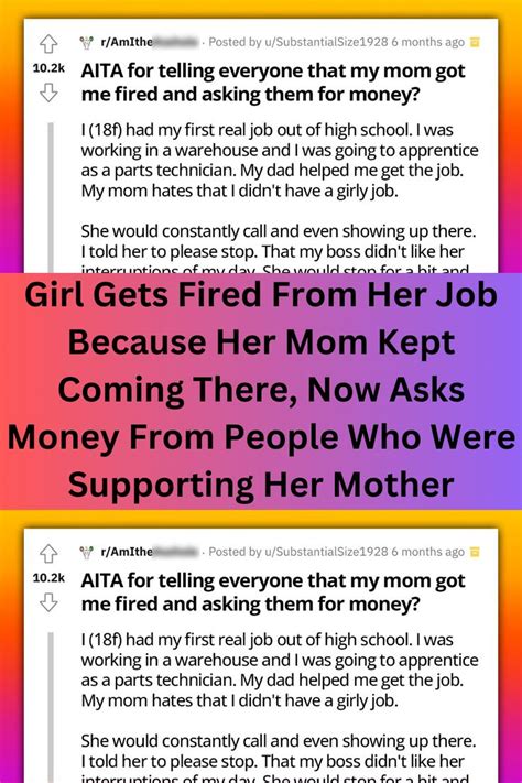 Girl Gets Fired From Her Job Because Her Mom Kept Coming There Now Asks Money From People Who