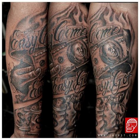 It can be shown in a variety of ways such as with a ticking clock or, like in the below image, with an hourglass. Money Tattoos for Men - Dollar Tattoo Ideas for Guys
