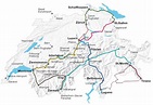 Switzerland rail map - Switzerland train route map (Western Europe ...