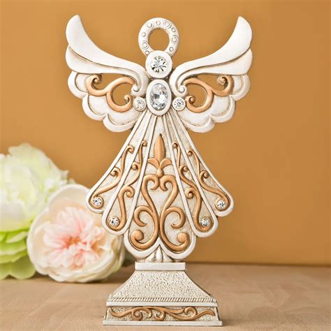 Magnificent Antique Design Angel Statue In Ivory And Matte Gold With