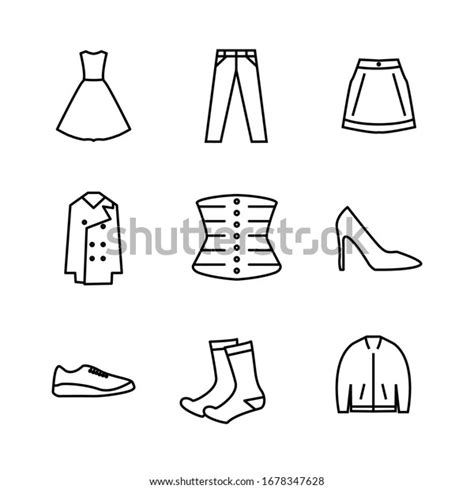 Fashion Icon Set Outline Style Vector Stock Vector Royalty Free