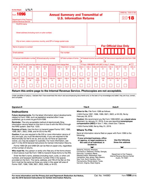 Printable Form 1096 Printable 1096 Form 2018 Irs Form Resume