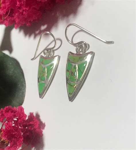 Green Turquoise Earrings Turquoise Dangle And Drop Earrings Etsy