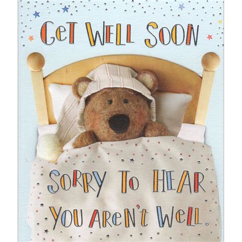 Get Well Soon Greeting Card Barley Bear