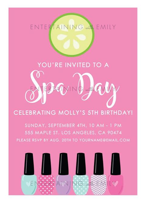 Spa Party Printable Invitation Editable Instant Download Home Etsy