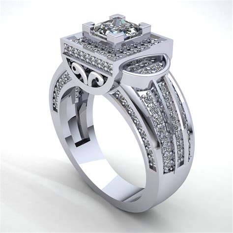 1ct Princess Cut Diamond Ladies Bridal Square Halo Engagement Ring 14k