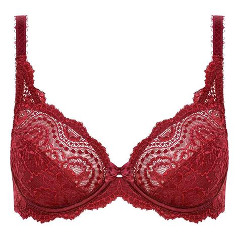 Full Cup Lace Bra In Romance Red Flower Elegance