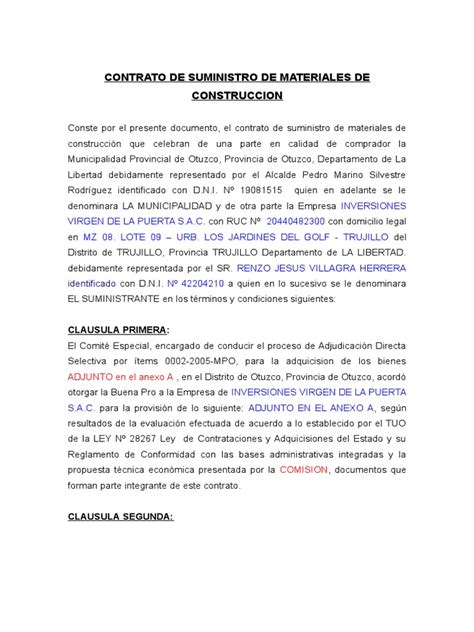 Modelo Contrato De Suministro Pdf Derecho Empresarial Conceptos