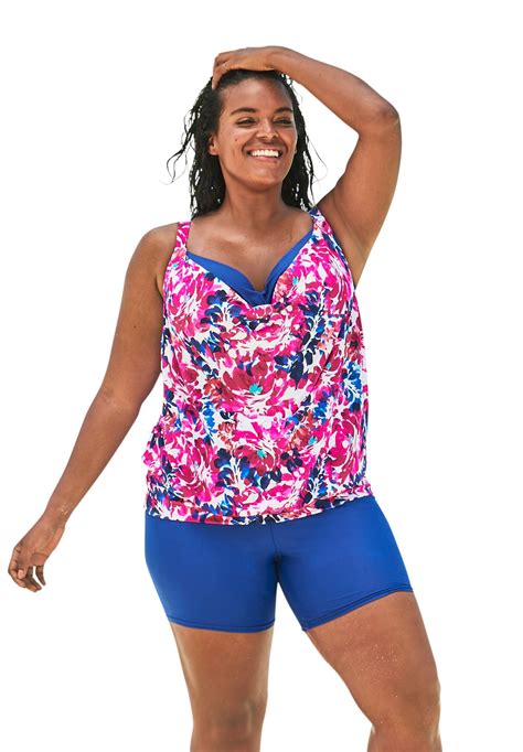 Swimsuitsforall Swimsuits For All Women S Plus Size Bra Sized Blouson Tankini Top Walmart