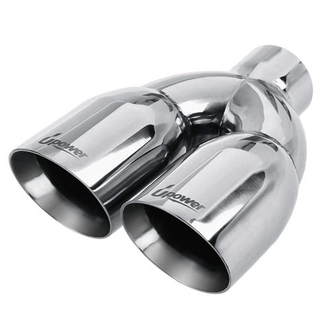 Black Stainless Steel Round Dual Exhaust Tip 25 Inlet Angled Muffler