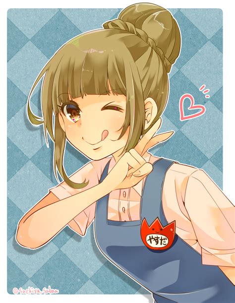 Safebooru 1girl Absurdres Apron Argyle Argyle Background Artist Name Blue Background Blunt