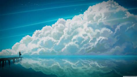 Download Blue Sky Horizon Anime Wallpaper