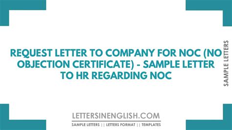 Request Letter To Company For Noc No Objection Certificate Sample