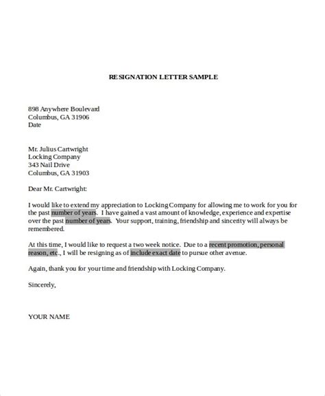 Resignation Letter For Restaurant Manager Sample Resignation Letter