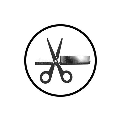 Scissors And Comb Icon Vector Illustartion Flat Design Stock