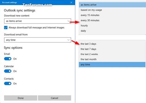 Change Mailbox Sync Settings For Mail App In Windows 10 Tutorials