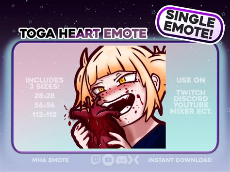 Mha Toga Heart Emote Anime Emote For Youtube Discord Etsy Finland
