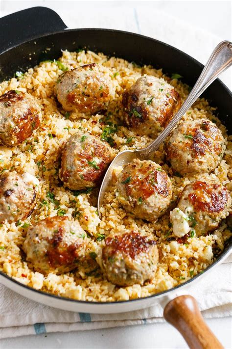 Cheesy Turkey Meatballs With Cauliflower Rice Recipes Healthy Dinner
