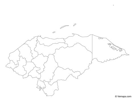Outline Map Of Honduras With Departments Free Vector Maps
