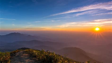 Time Lapse Sunset On Valley At Doi Inthanon National Park Of Chiang Mai