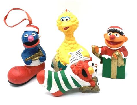 Lot Of 4 Jim Henson Sesame Street Christmas Ornaments Elmo Grover Ernie