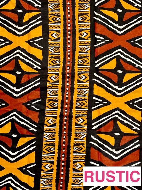 Rustic Mud Cloth Print African Fabric By The Yard Bohemian Etsy
