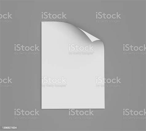 Empty Paper Sheet Curved Corner A4 Format With Soft Shadows Isolated On