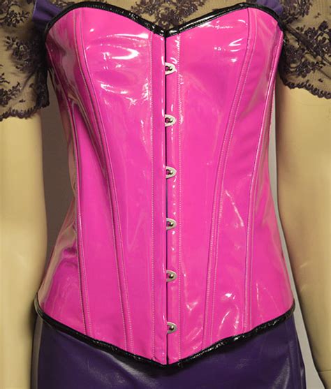 Sexy Pink Pvc Overbust Corset Wicked Waists