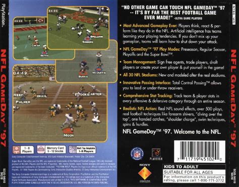 Nfl Gameday 97 1996 Playstation Box Cover Art Mobygames