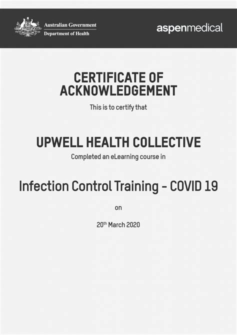 Certificate Covid Upwell Health Collective
