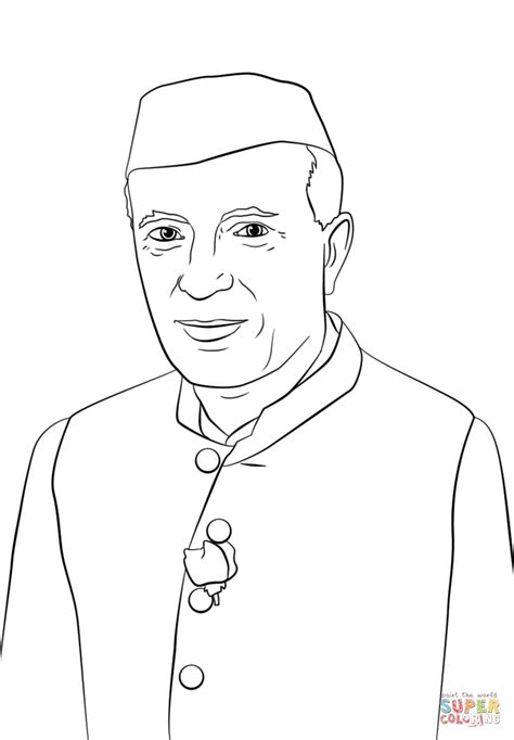 Jawaharlal Nehru Super Coloring Outline Drawings Art Drawings For
